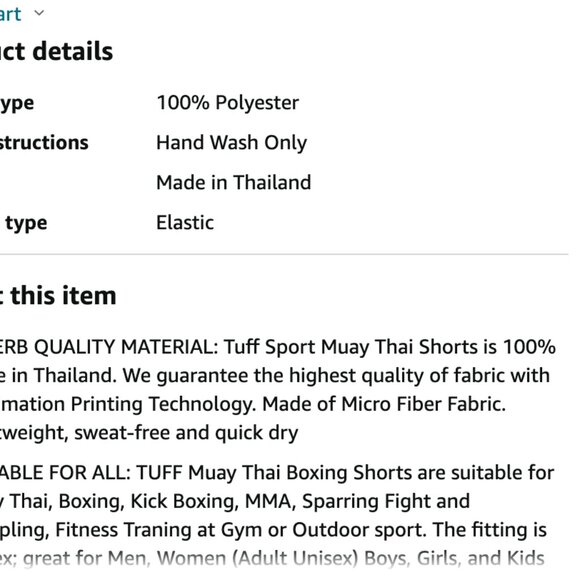 Small Tuff Sport Muay Thai Shorts Boxing Shorts Traditional Styles Workout Short - Picture 7 of 7
